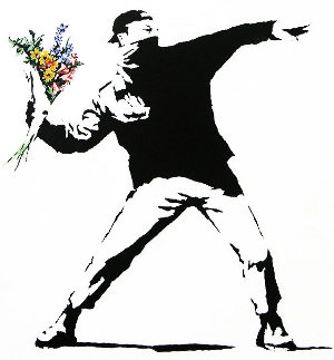 Banksy Flower Thrower Graffiti Banksy Flower Thrower Graffiti